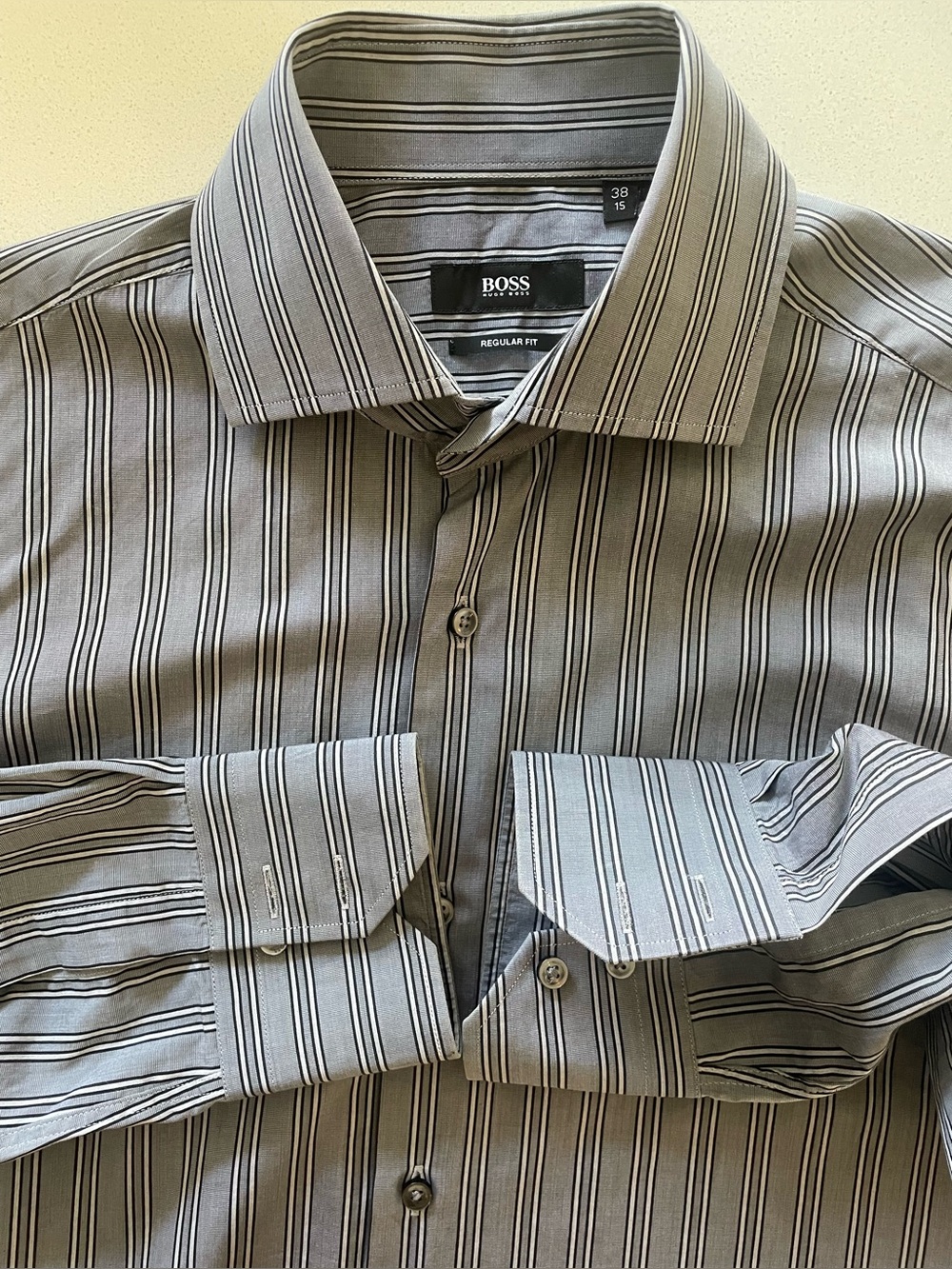 Hugo Boss - cotton striped dress shirt Size 38 (15”neck)
